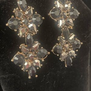 Elegant Black and Gold Floral Earrings